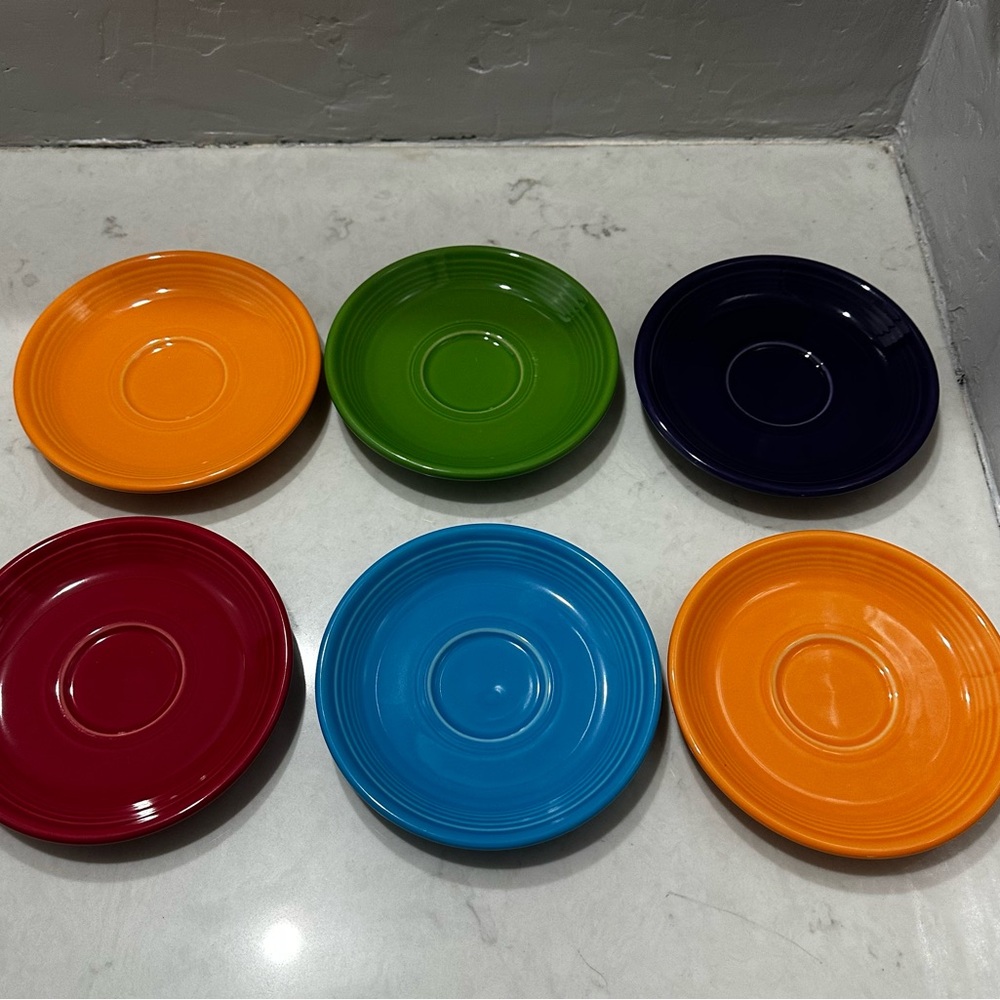 Fiesta Homer Laughlin Dessert Bread Plates Lot Of 6 Mixed Colors Lead Free 6”